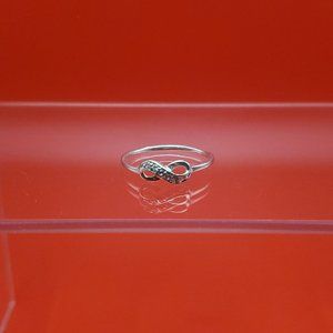 Size 8.75 925 Sterling Silver Clear Cubic Zirconia Infinity Symbol Ring